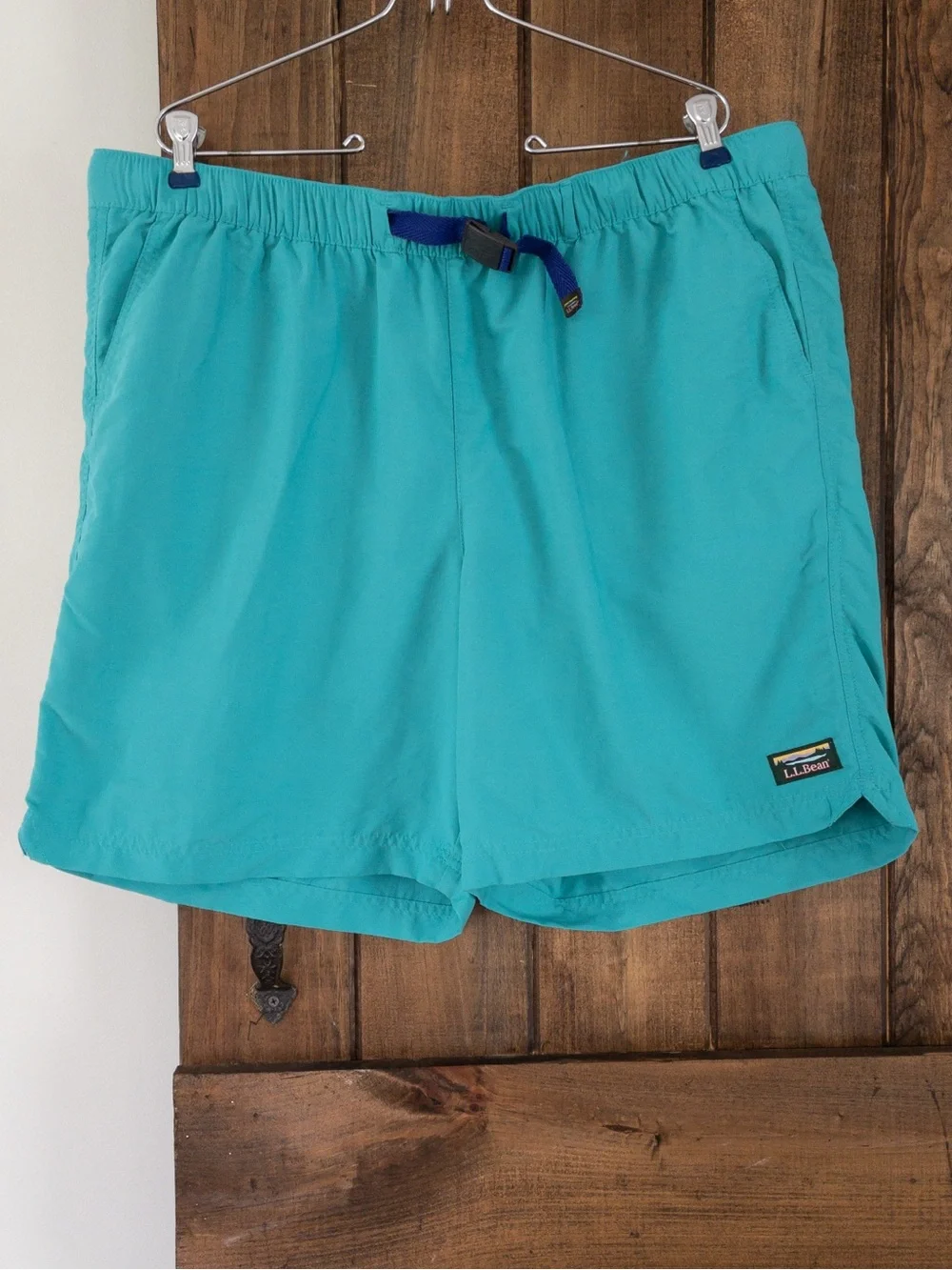 L.L. Bean Men's Blue Green Swim Shorts Trunks Lined Pockets XL Classic